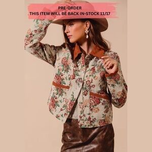Floral Women's Jacket with Brown Accents